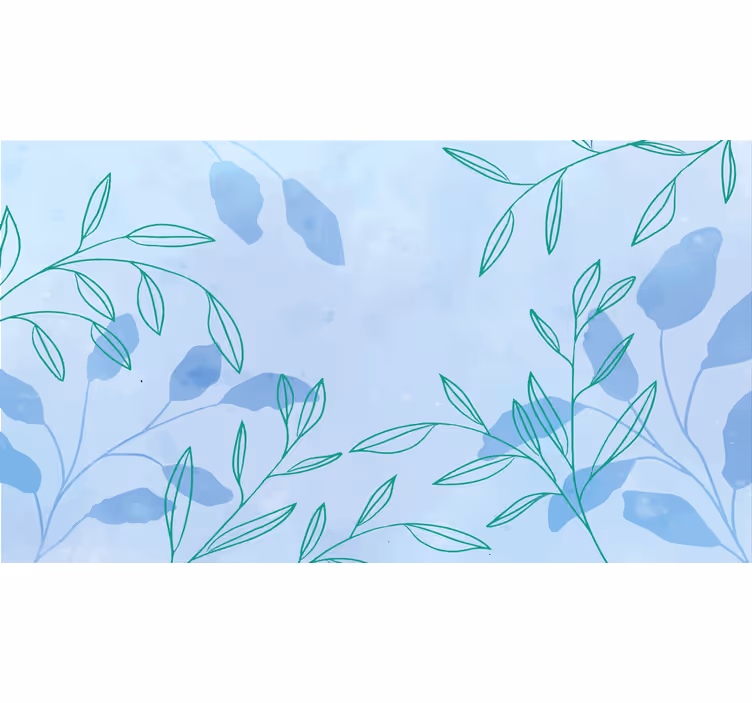 Fotobehang blauw aquarel elegante bladeren - TenStickers