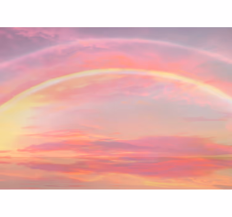 Fotobehang roze roze lucht met regenboog - TenStickers