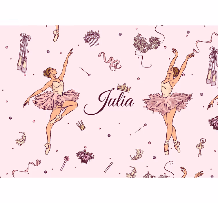 Fotobehang roze ballet met naam - TenStickers