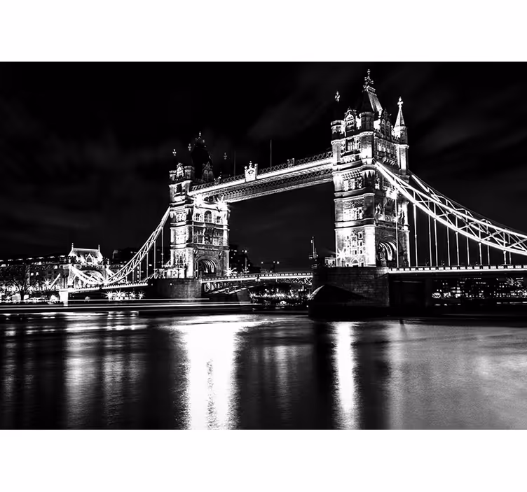 Zwart fotobehang london bridge nacht - TenStickers