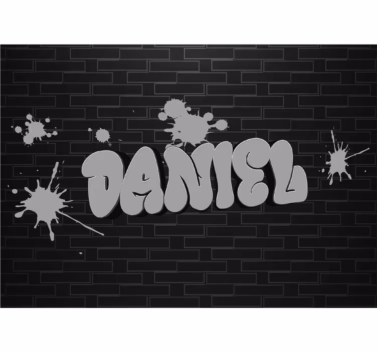 Zwart fotobehang met naam graffiti op muur - TenStickers