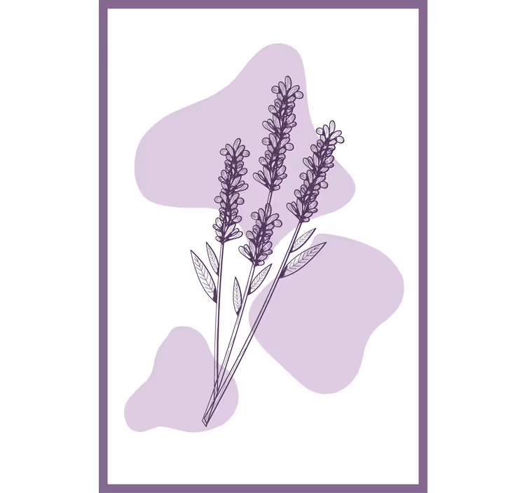 Paars fotobehang tekening lavendelplant - TenStickers