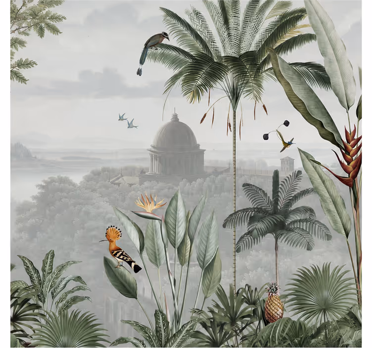 Natuur behang tropisch tempel uitzicht - TenStickers