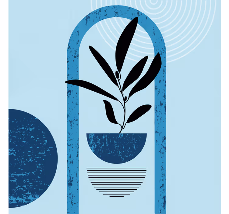 Fotobehang blauw abstracte vormen in trendy minimalisme - TenStickers