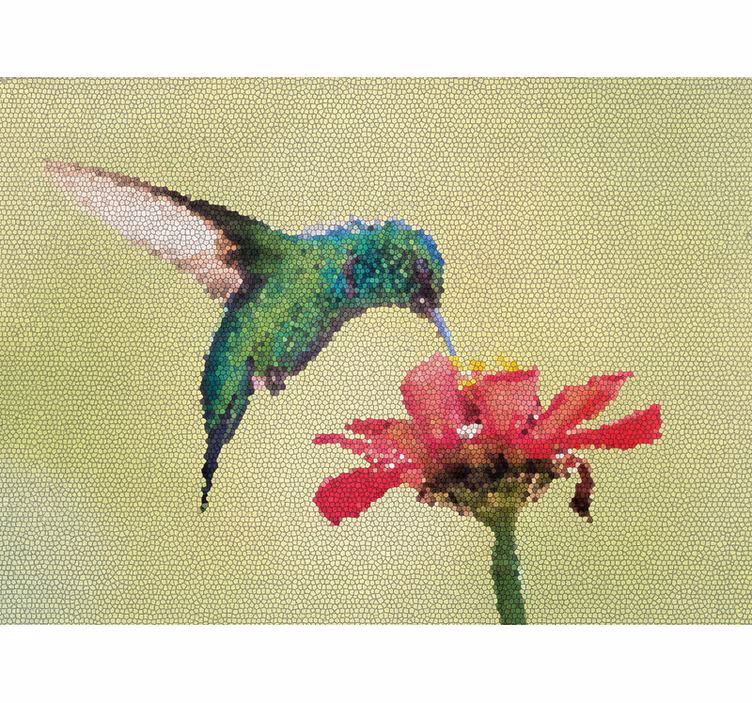 Fotobehang hal kleurrijke vogelmozaïek - TenStickers
