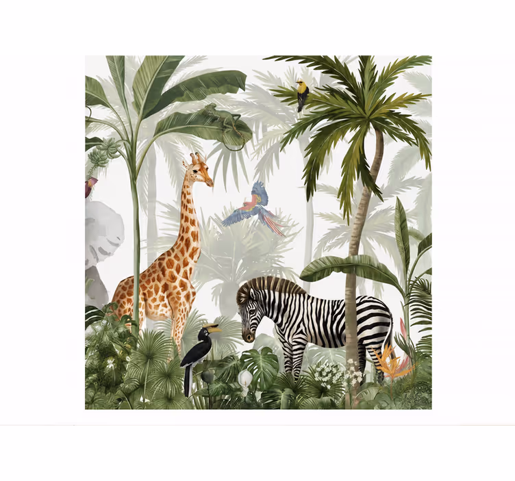 Natuur behang dieren uit de jungle - TenStickers