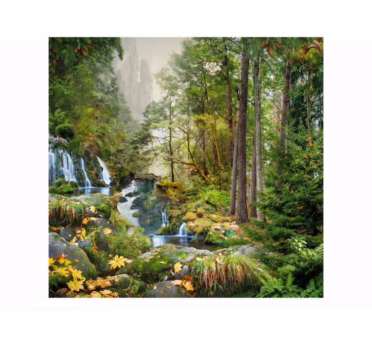 Natuur behang waterval bosmeer - TenStickers