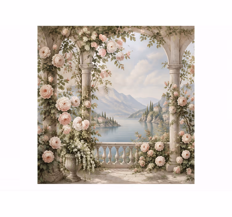 Roze bloemen behang natuur - TenStickers