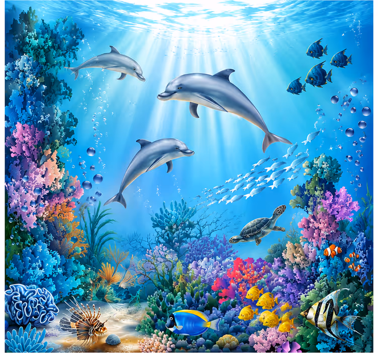 Behang onderwaterwereld dieren - TenStickers