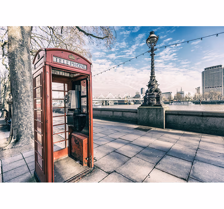 Rode telefooncel Londen fotobehang - TenStickers