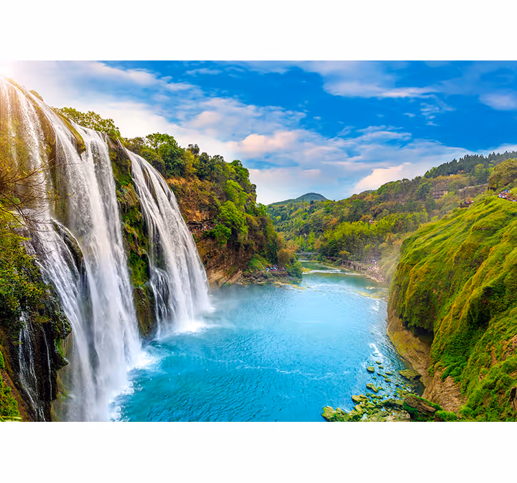 Rivier waterval fotobehang - TenStickers