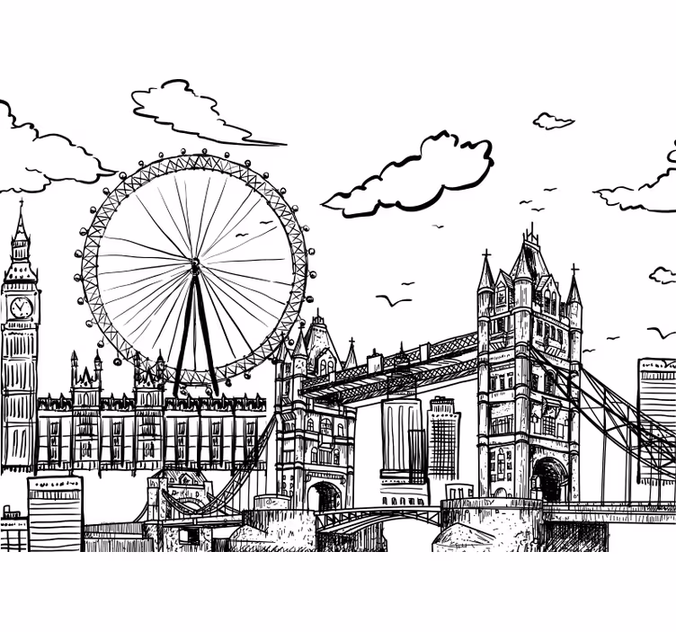 Tekening van Londen fotobehang - TenStickers