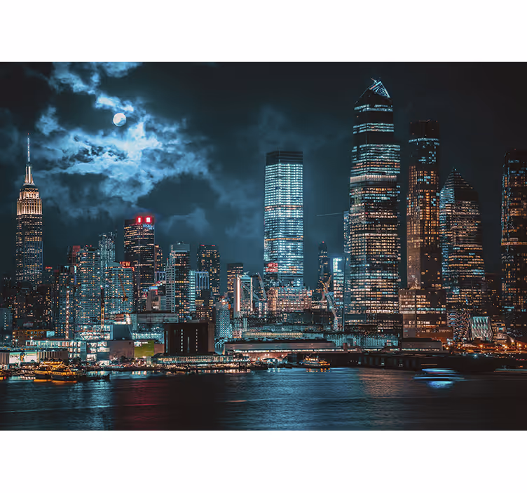 Fotobehang new york stadsgezicht nachtzicht - TenStickers