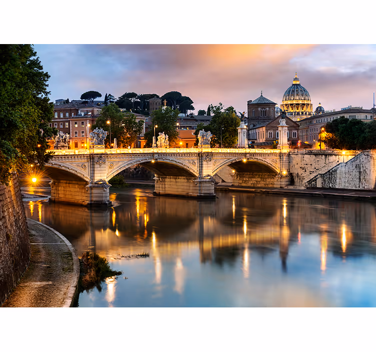 Zicht op rome vanaf tevere fotobehang - TenStickers