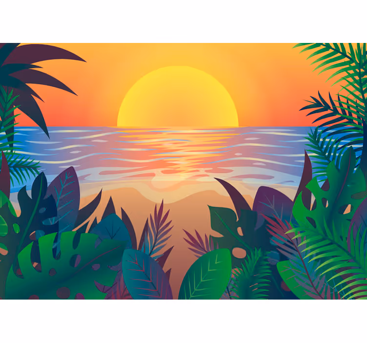 Fotobehang natuur tropisch dusk landschap - TenStickers