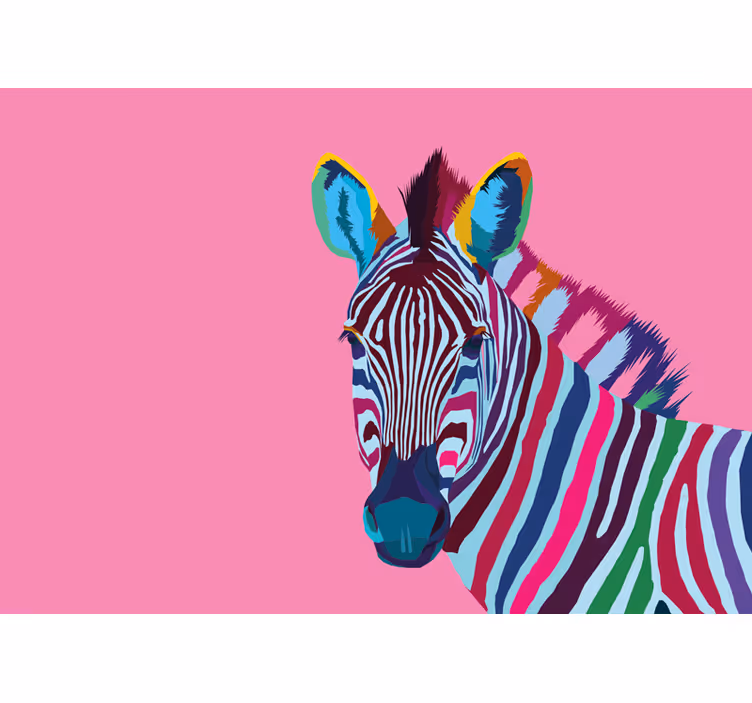 Dieren Zebra popart fotobehang tienerkamer - TenStickers