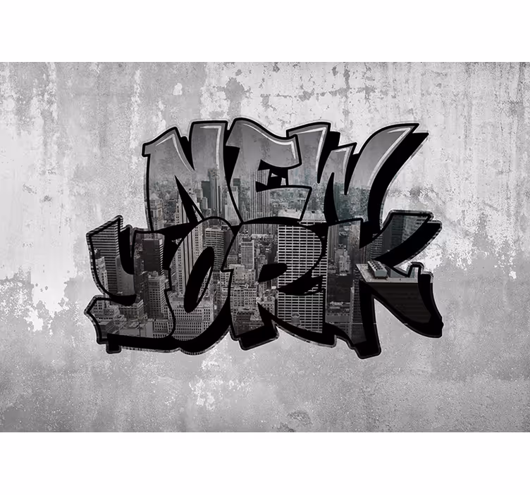 Fotobehang tienerkamer New York Graffiti met uitzicht stad - TenStickers