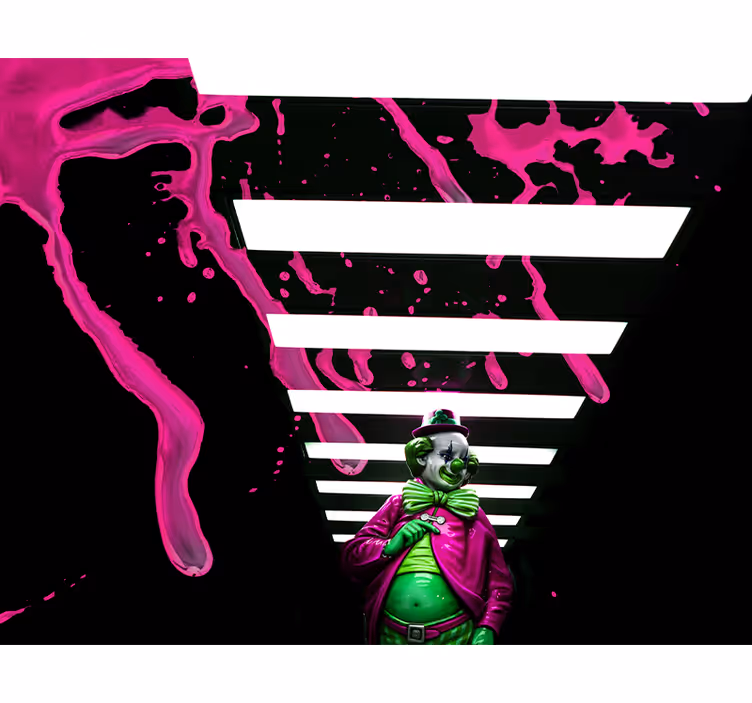 Clown in roze Fotobehang graffiti - TenStickers