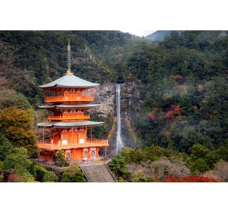Historische japanse pagode fototapet landschap - TenStickers