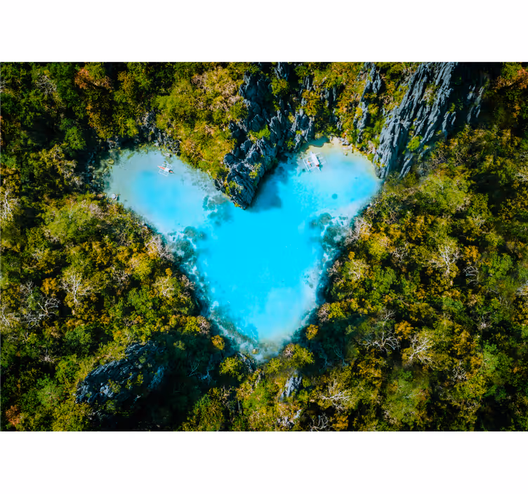 Hartvormige lagune foto behang liefde - TenStickers