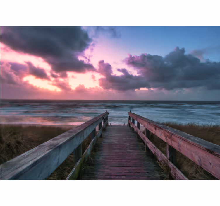 Serene bewolkte zonsondergang fotobehang zee - TenStickers