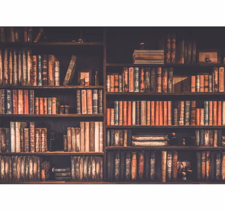 Vintage foto behang Boekenplank - TenStickers