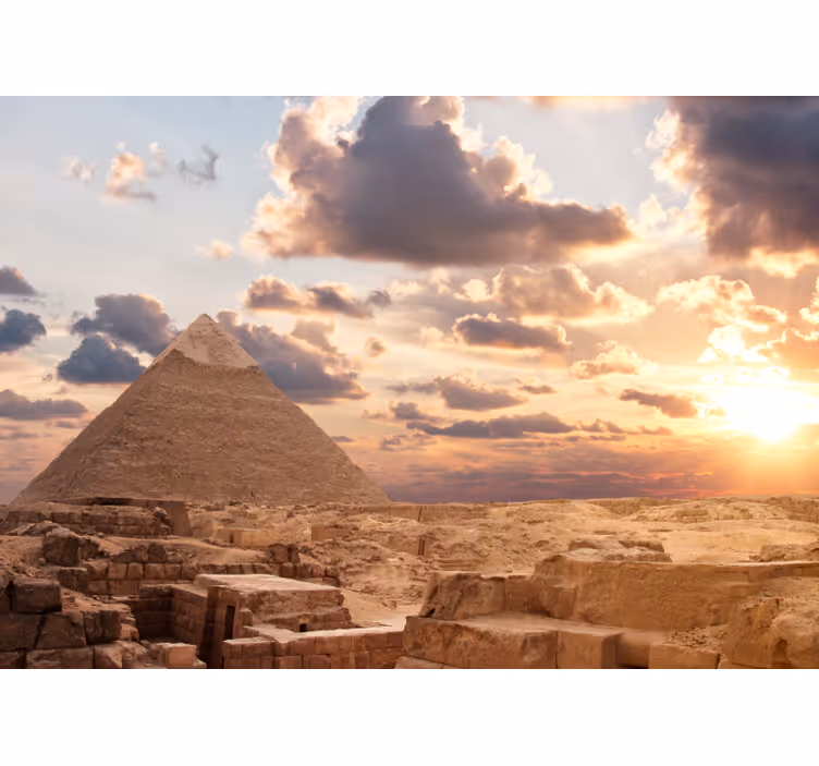 Piramide zonsondergang uitzicht fotobehang stad - TenStickers