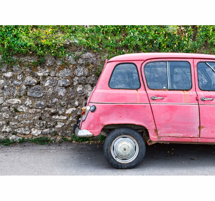 Vintage roze auto fotobehang voertuigen - TenStickers