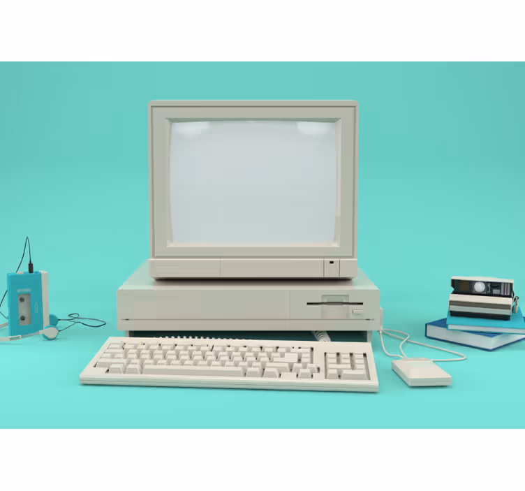 Vintage computeropstelling fotobehang voertuigen - TenStickers