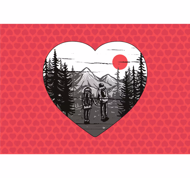 Foto behang liefde berg hart avontuur - TenStickers