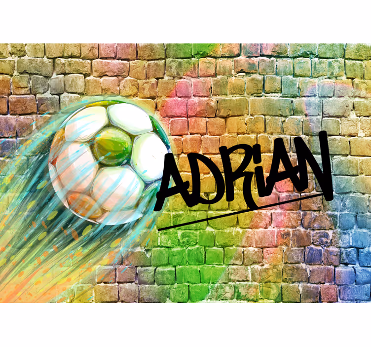 Abstract foto behang Voetbal raakt kleurrijke muur - TenStickers