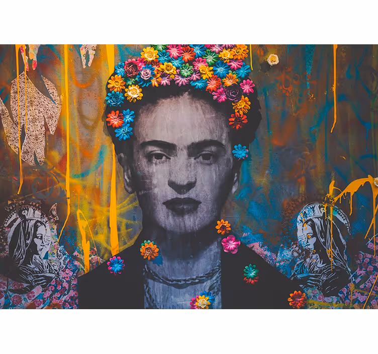Fotobehang kunst frida bloemenportret - TenStickers