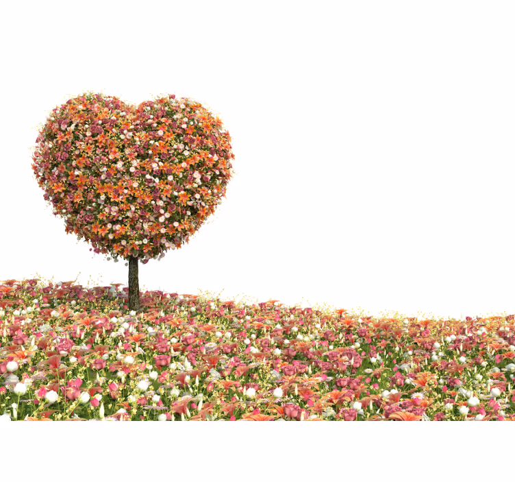 Hartvormige bloemenboom bloemen foto behang - TenStickers