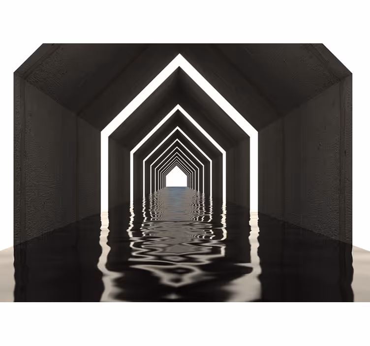 Reflectief tunnelperspectief fotobehang 3d - TenStickers