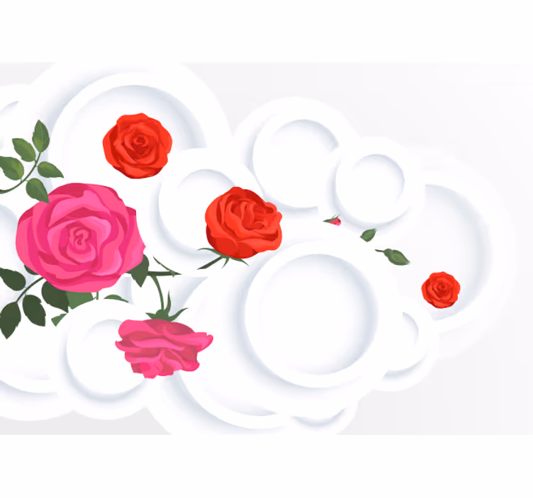 Rozenbloemstuk bloemen foto behang - TenStickers