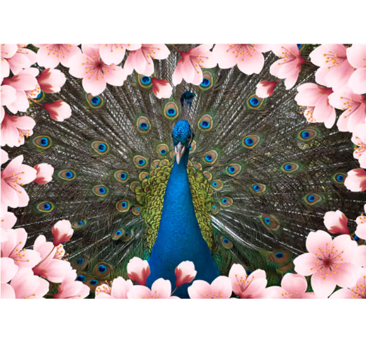Majestueuze pauwenvertoning foto behang dieren - TenStickers
