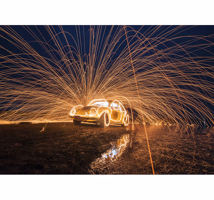 Fotobehang voertuigen classic car vlammen - TenStickers