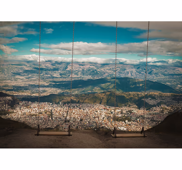 Panoramisch uitzicht op het stadsbeeld fotobehang stad - TenStickers
