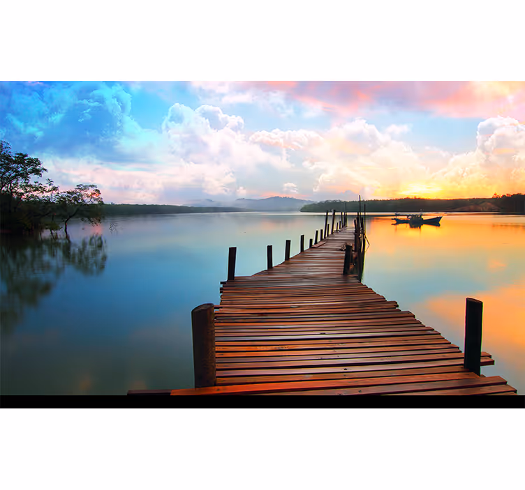 Fototapet landschap rustige waterweg pad - TenStickers