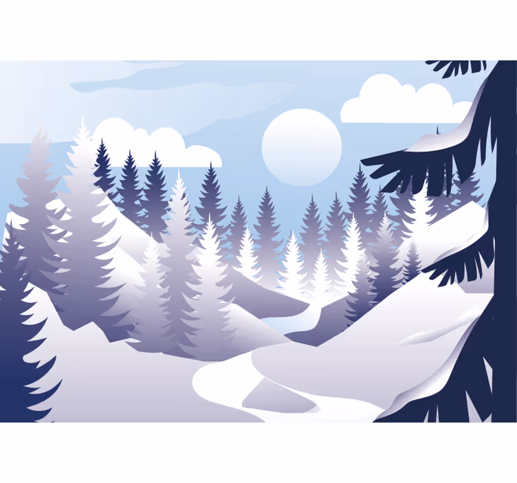 Winterbosgezicht fototapet landschap - TenStickers