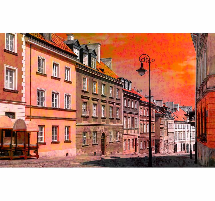 Charmante europese straat fotobehang stad - TenStickers