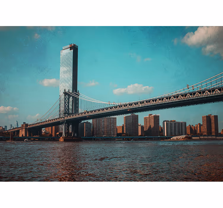 Perspectief van de brooklyn bridge fotobehang New York - TenStickers