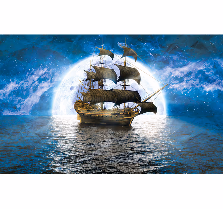 Fotobehang kinderkamer Piratenschip op zee - TenStickers