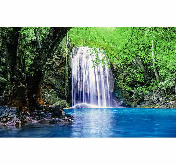 Rustig watervallandschap fotobehang natuur - TenStickers