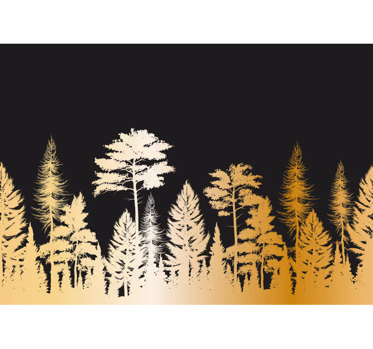 Rustieke boomsilhouetten foto behang bos - TenStickers