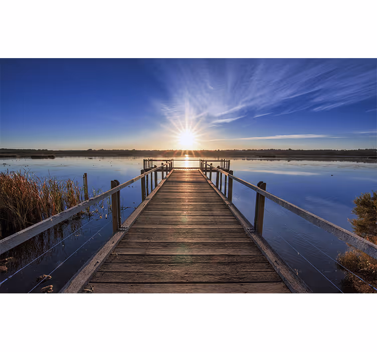 Serene zonsondergang pier fototapet landschap - TenStickers