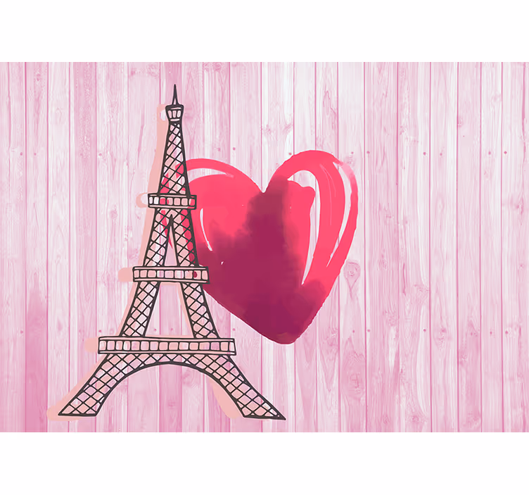 Foto behang liefde eiffeltoren hart - TenStickers