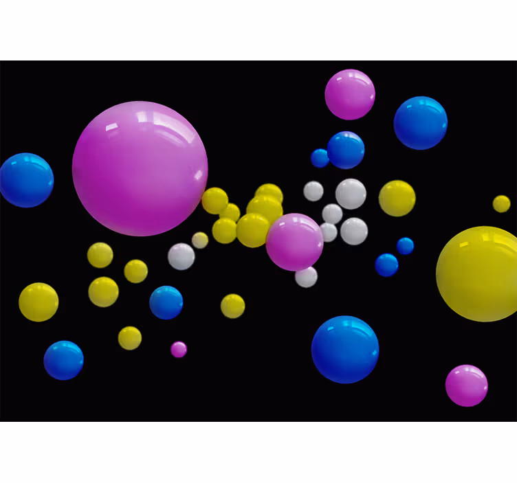 Abstract fotobehang vliegende kleurrijke bollen - TenStickers