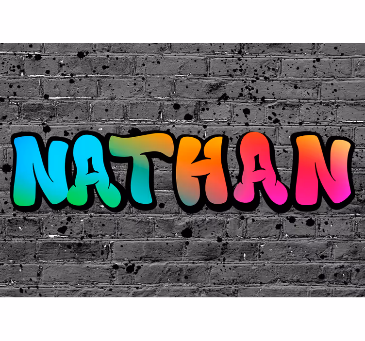 Fotobehang graffiti Regenboognaam in baksteen - TenStickers