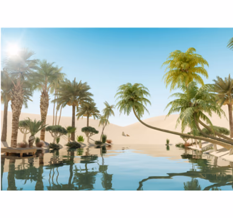 Weelderig oaselandschap fotobehang woestijn - TenStickers